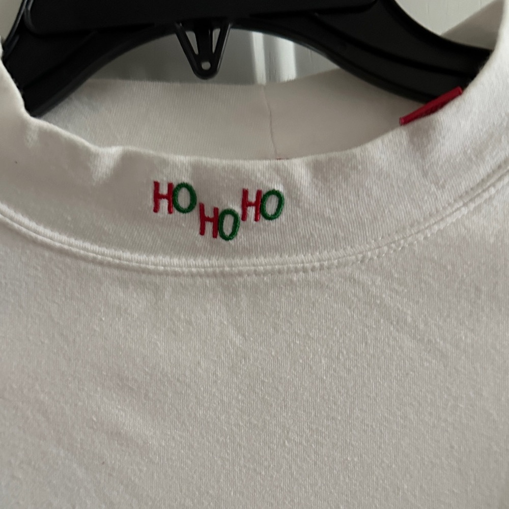 White Long Sleeve Tee with Festive Accents
